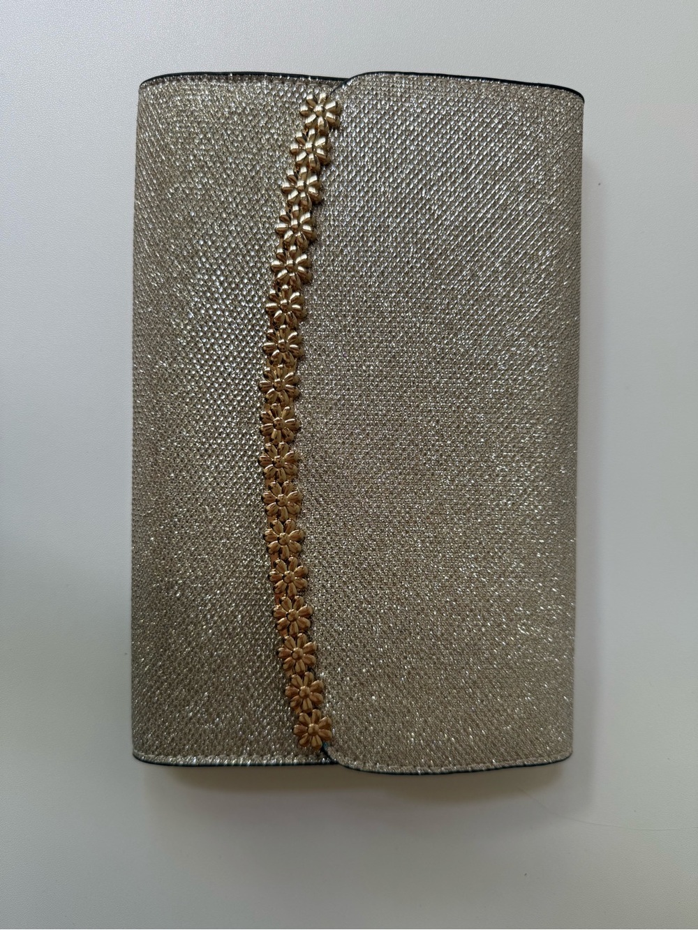 Call It Spring Gold Floral-Trim Evening Clutch